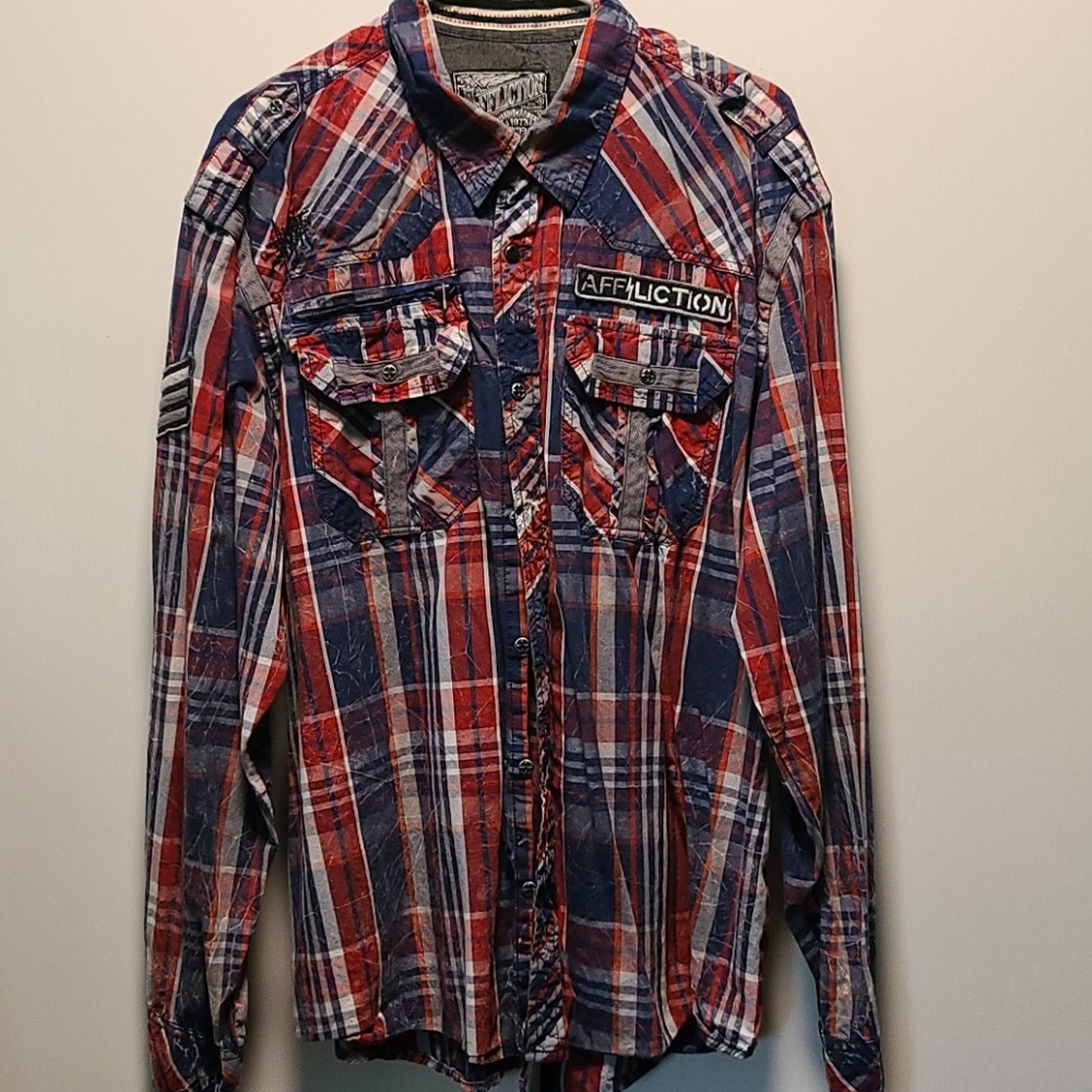 Affliction plaid long sleeve shirt